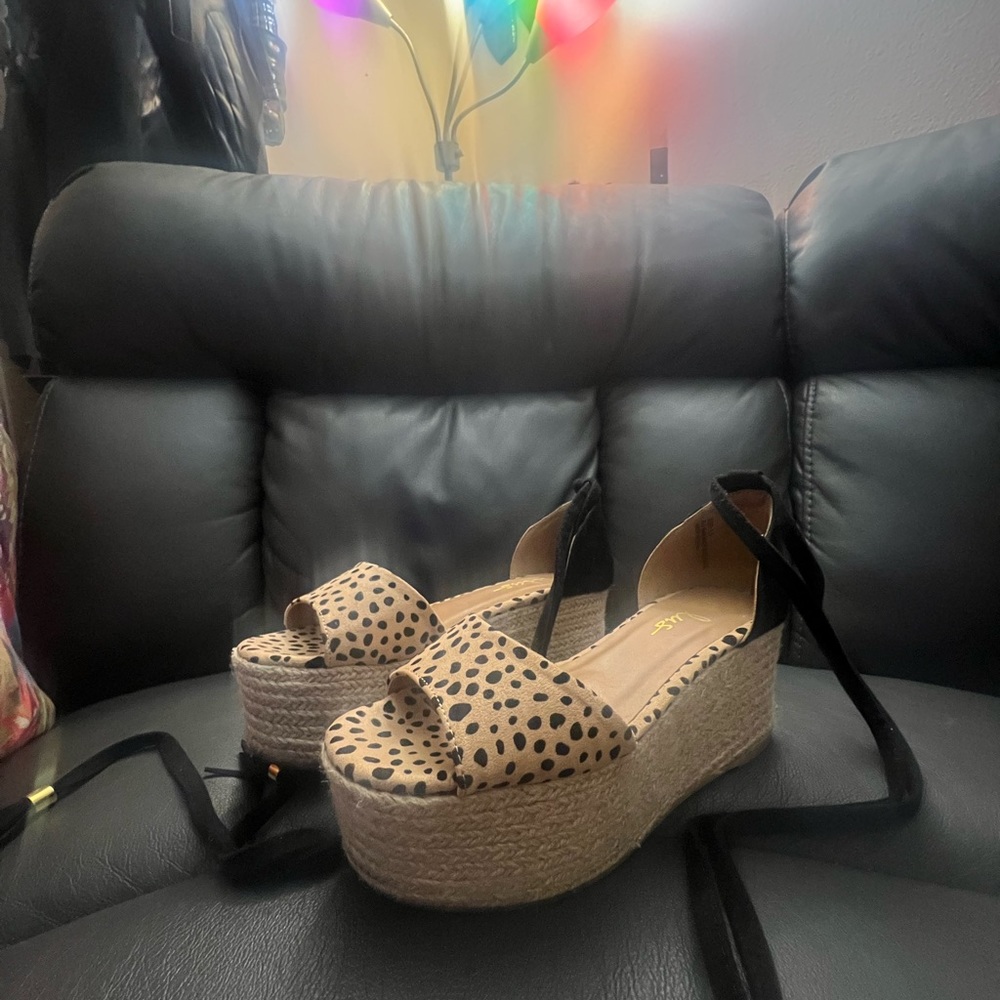 Cheetah Print - Lace Up Heels - Size 5.5